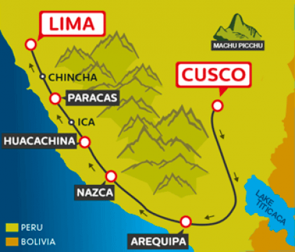 Tourist Bus Cusco to Arequipa to Huacachina to Paracas to Lima (Peru Hop)